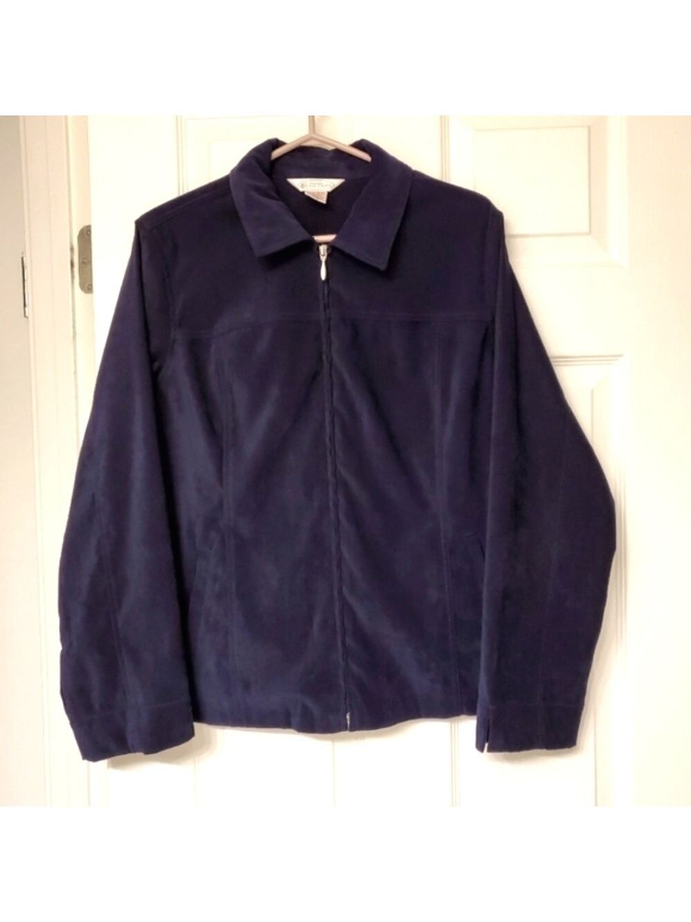 Northern Reflections Vintage Cottagecore Fleece Full Zip Jacket Pockets Navy